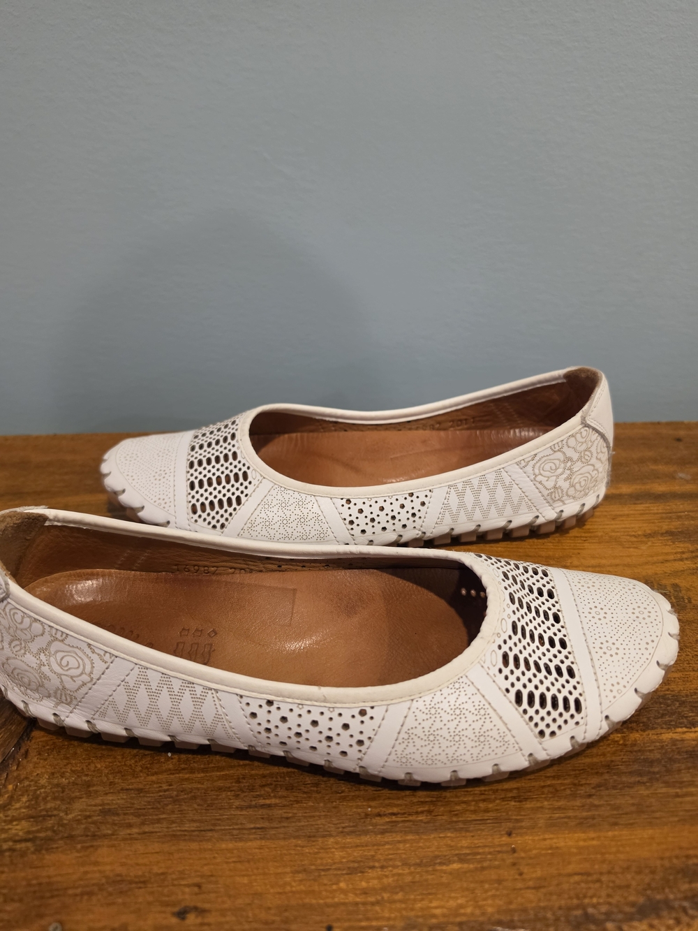 Spring Step White Perforated Leather Ballet Flats